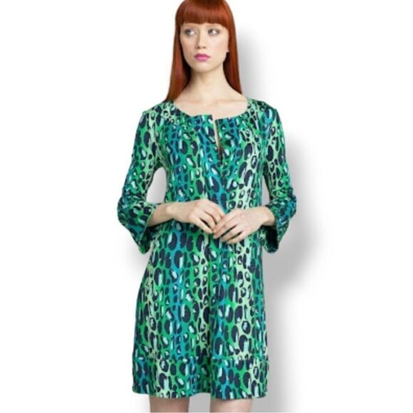 Diane Von Furstenberg Dresses & Skirts - Vintage Y2K Diane Von Furstenberg 100% Silk Gaby Green Leopard Dress Size 6